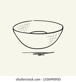 Empty bowl.  Hand drawn vector illustration