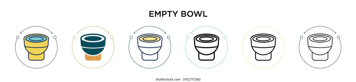 Empty Bowl Icon In Filled, Thin Line, Outline And Stroke Style. Vector Illustration Of Two Colored And Black Empty Bowl Vector Icons Designs Can Be Used For Mobile, Ui, Web