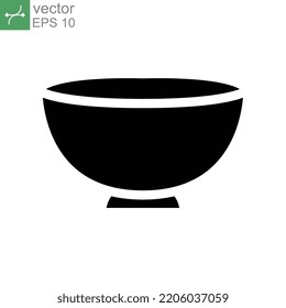 Empty Bowl Icon For Kitchen Utensil Can Be Use For Asian Food Style. Oriental Soup Plate Element In Trendy Style. Silhouette Solid Symbol. Vector Illustration. Design On White Background. EPS10