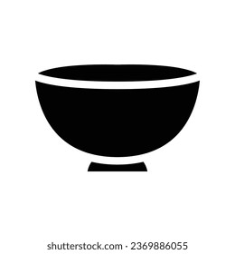 Empty bowl icon for kitchen utensil can be use for asian food style. Oriental Soup plate element in trendy style. Silhouette solid symbol. Vector illustration. Design on white background. EPS10