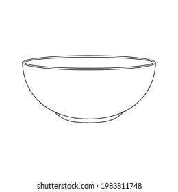 Empty Bowl Icon In Linear Style. Food Dish For Soup Or Salad Isolated On White Background. Editable Stroke. Vector Outline Illustration.