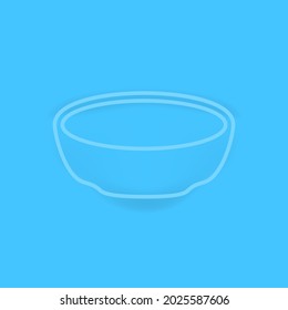 Empty Bowl Icon On Blue. Sign Of Kitchen. Vector Icon