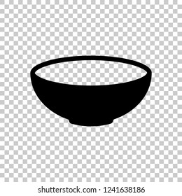 Empty Bowl Icon. Sign Of Kitchen. Black Symbol On Transparent Background