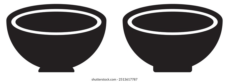 Empty bowl icon. Sign of kitchen. Black symbol on white background. Soup bowl meal vector icon. 