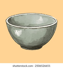 Ilustración de tazón vacío sobre fondo simple. tazón de dibujos animados aislado