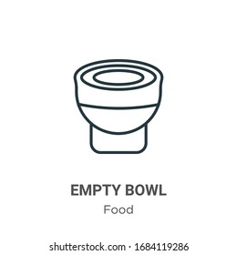 Empty bowl outline vector icon. Thin line black empty bowl icon, flat vector simple element illustration from editable food concept isolated stroke on white background