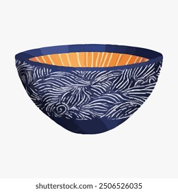 Empty bowl pattern illustration. Isolated cartoon bowl