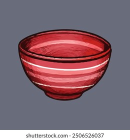 Empty bowl pattern illustration. Isolated cartoon bowl