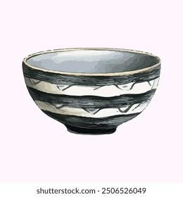 Empty bowl pattern illustration. Isolated cartoon bowl