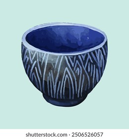 Empty bowl pattern illustration. Isolated cartoon bowl