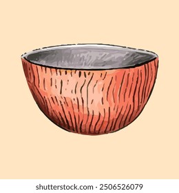 Empty bowl pattern illustration. Isolated cartoon bowl