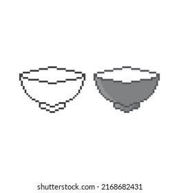 Empty bowl. Pixel art line icon vector illustration