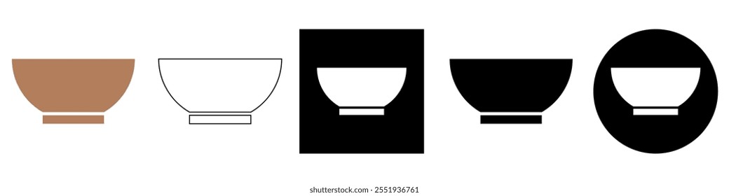 Empty bowl or Soup bowl dishware vector pictogram sign icon symbol ui and ux design, glyphs and stroke line