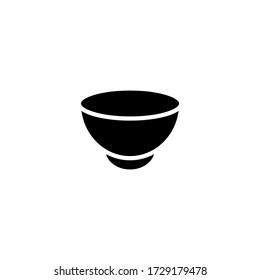Leere Schüssel Vektor-Symbol in schwarz soliden flachen Design-Symbol isoliert auf weißem Hintergrund