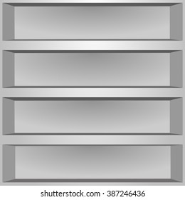 Empty box with  bookshelves nothing inside. Eps10 vector illustration