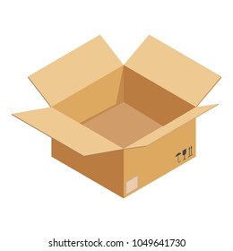 Empty box icon. Isometric illustration of empty box vector icon for web