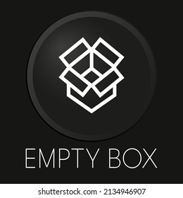 Empty box minimal vector line icon on 3D button isolated on black background. Premium Vector.