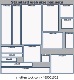 Empty Box Standard size web banners set. Vector Web Banners