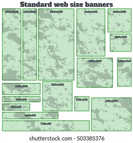 empty box standard size web banners blank set. vector web banners with texture. standard size web banner with abstract texture material design style. web banner template.