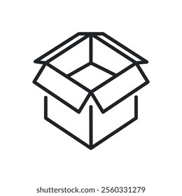 Empty box thin line icons. Perfect pixel on transparent background
