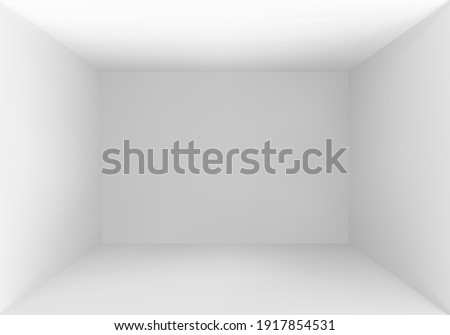 Empty box top view. White studio interior background. Vector