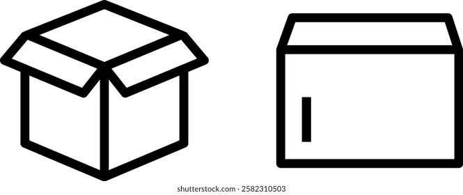 Empty Box Vector Icon Set – Storage and Container Design Elements