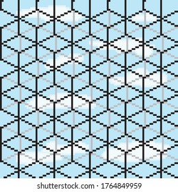 Empty boxes backgroung. Pixel art boxes. Vector picture.
