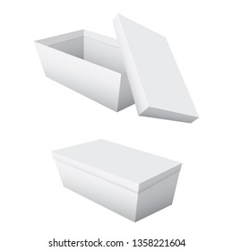 Empty boxes and lids separated on a white background.