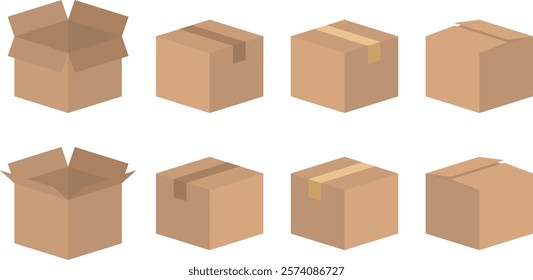 Empty boxes and packed cardboard boxes