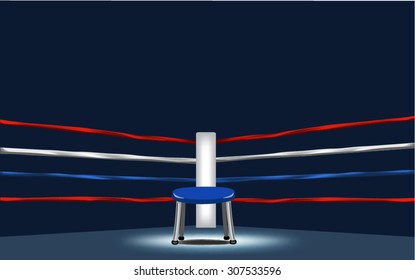 Empty Boxing Ring Corner With Blue Chair