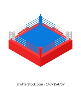 Empty Boxing Ring for Fight Sport Competition Concept 3d Isometric View. Vector illustration of Square Arena Platform for Boxers