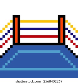 Empty boxing ring in pixel art style