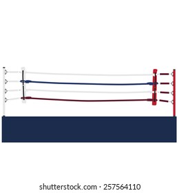 Empty boxing ring vector isolated, boxing ring ropes, platform, training