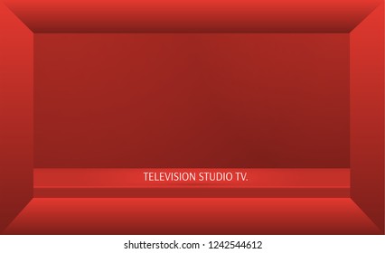 Empty bright color studio table, banner for advertising. Vector illustration