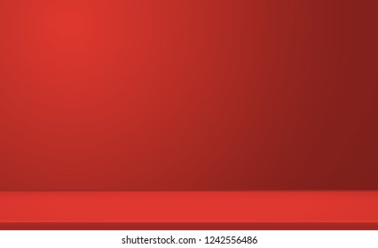 Empty bright color studio table, banner for advertising. Vector illustration