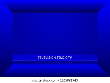 Empty bright color studio table, banner for advertising. tv studio. 