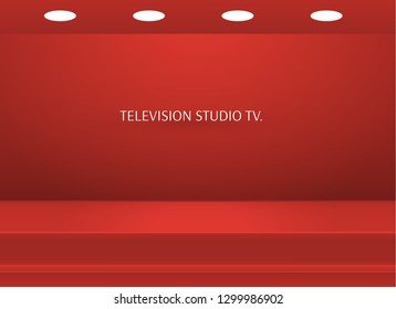 Empty bright color studio table, banner for advertising. Vector illustration
