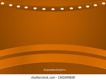 Empty bright color studio table, banner for advertising. tv studio.