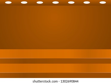 Empty bright color studio table, banner for advertising. tv studio.