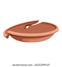 Empty broken terracotta pot representing gardening failure, isolated on white background