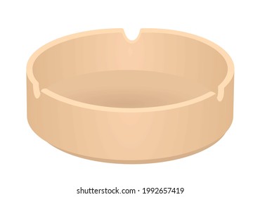 Empty brown ashtray. vector illustration