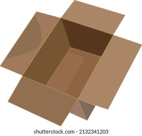Empty brown box, illustration, vector on a white background.