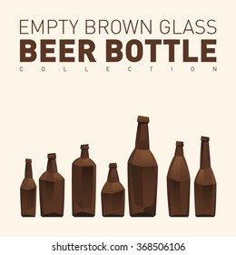 Empty brown glass beer bottle collection