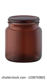 Empty brown glass jar