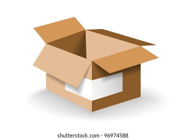 empty brown paper box isolated on the white background