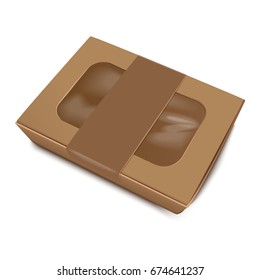 Empty Brown Paper Food Container with Label for your design