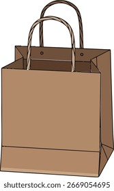 Leere Einkaufstasche aus braunem Papier mit verdrehten Griffen. Isolierte Vektorgrafik für Einzelhandel, Geschenke und umweltfreundliches Verpackungsdesign.