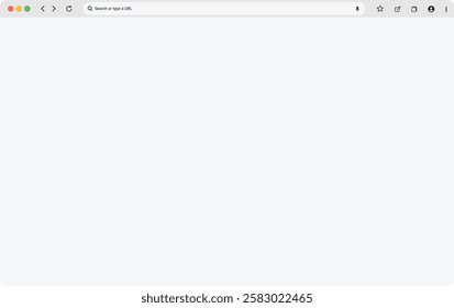 Empty browser window mockup with a minimalistic toolbar on a transparent background. A modern web page template design, perfect for UI and UX presentations, website previews, and digital content.