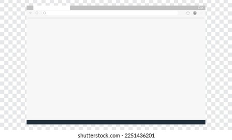Leeres Browserfenster auf transparentem Hintergrund. Leere Webseite mit Symbolleiste
