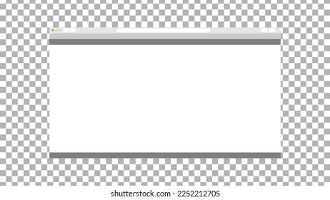 Empty browser window on transparent background. Empty web page mockup with toolbar